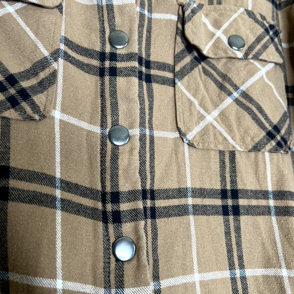 Fivestar General Flannel Jacket Shacket Women XS Plaid BROWN Retro Cozy Winter - Picture 8 of 14